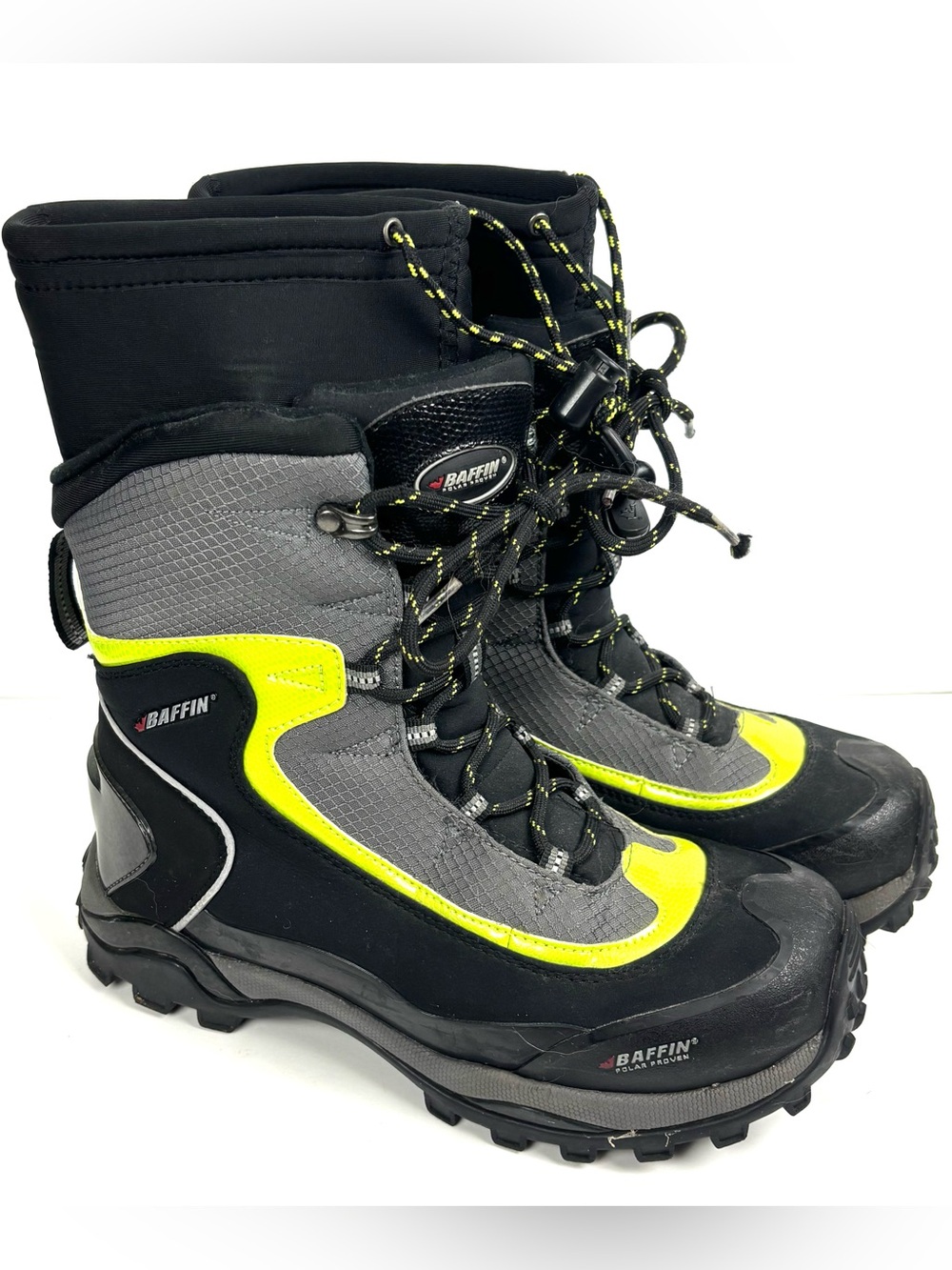 Baffin Boots Black Green Warrior Mens Size 8 Soft M018 Mid-Calf Lace Up Snow